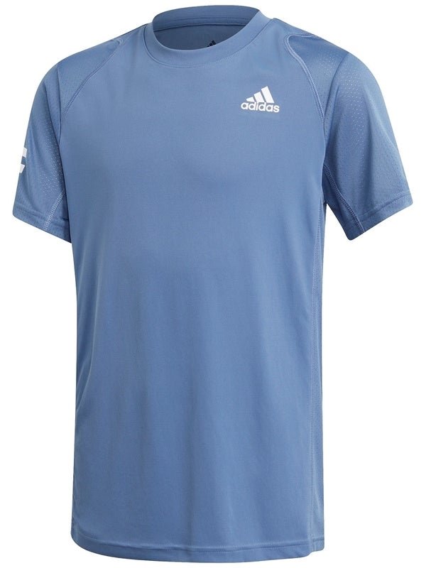Adidas Boys Club 3 Stripe T Shirt Blue